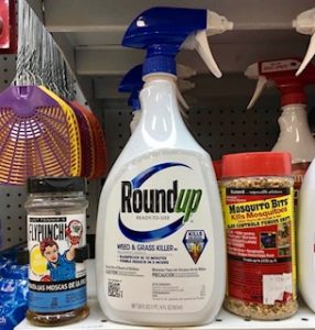 A bottle of Roundup on store shelves